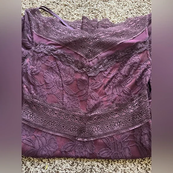 Free People Burgundy Lace Long Sleeve Dress - Picture 4 of 4